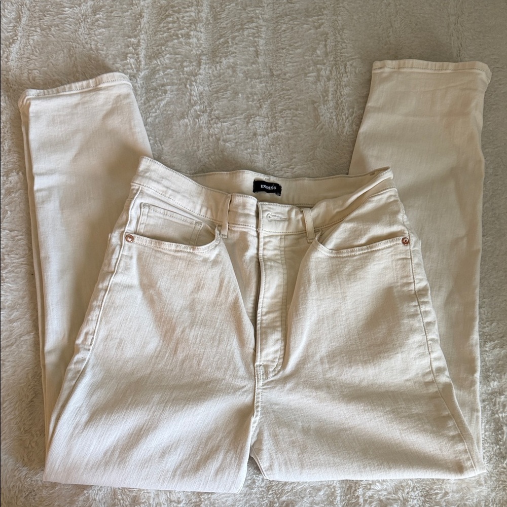 Express Cream Slim Super High-Rise Jeans